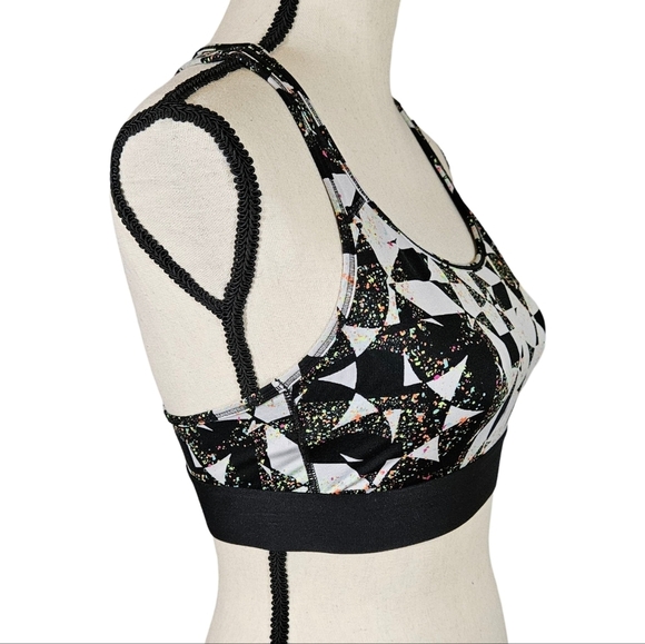 Victoria's Secret "The Player"Sports Bra,Black/White With Neon Splatter, Medium - Picture 2 of 11